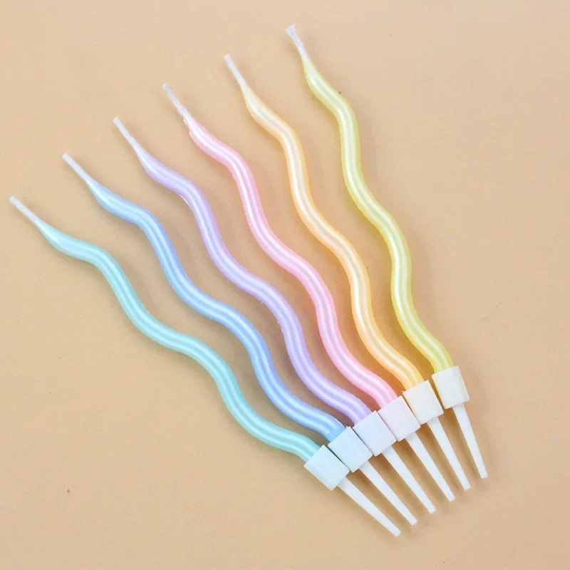 6pcs Hot Selling Paris and Rome Streamer Birthday Candles Beads Gradient Threads Candy Colors Creative Party Cake Decorations