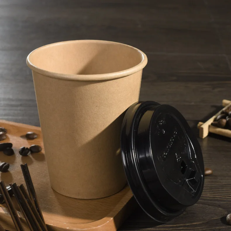 10 pieces original color 500ml 16oz DIY blank plain disposable paper cup coffee cup water with plastic lid