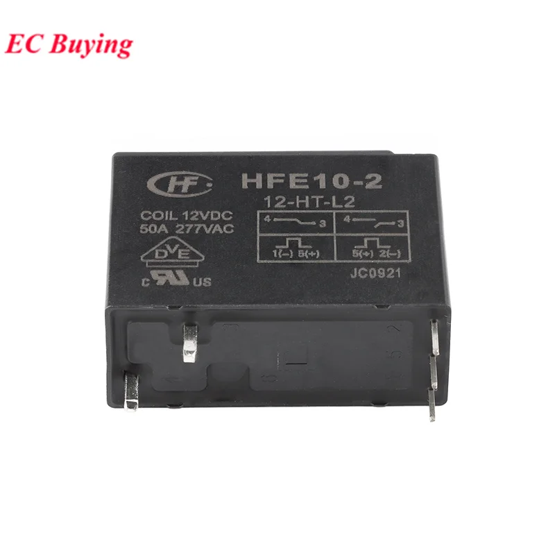5 Stück/1 Stück HFE10 Hochleistungs-Magnetrelais HFE10-2-12-HT-L2 HFE10-1-12-HST-L2 12 VDC 5 Pin DC 12 V 50 A 277 VAC NO mit Schalterfreigabe – Detail 3