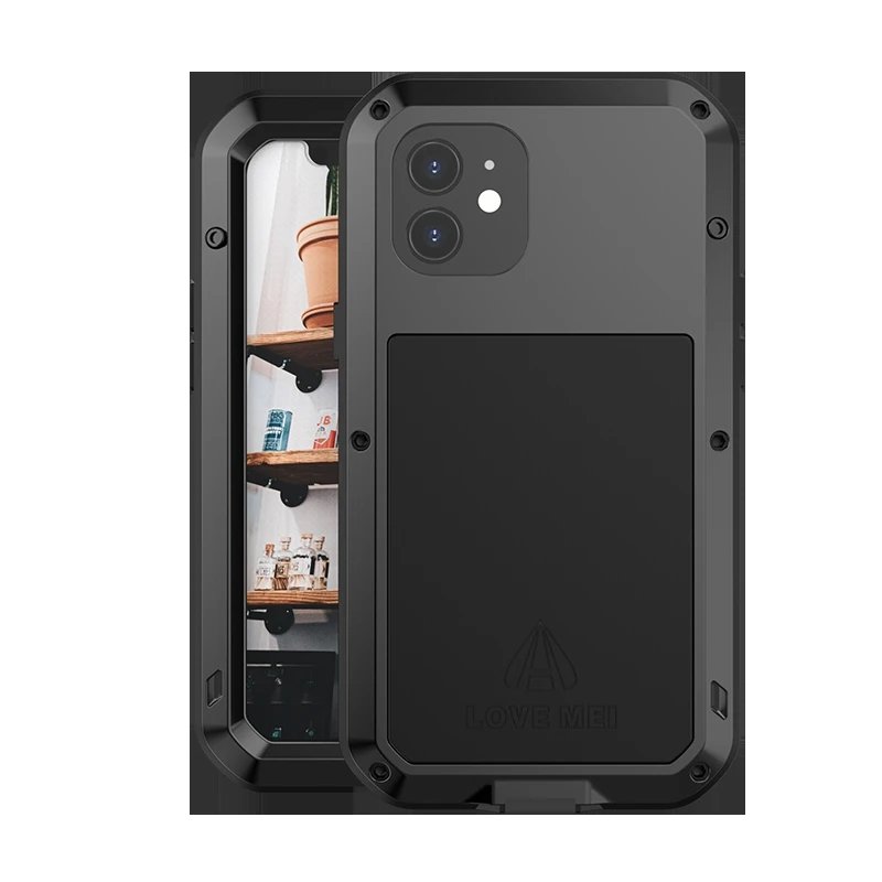 

Gorilla Glass Love Mei Powerful Case For Iphone 12 11 Pro Max Cover Aluminum Metal Armor For Iphone 12 Mini Se Waterproof Case