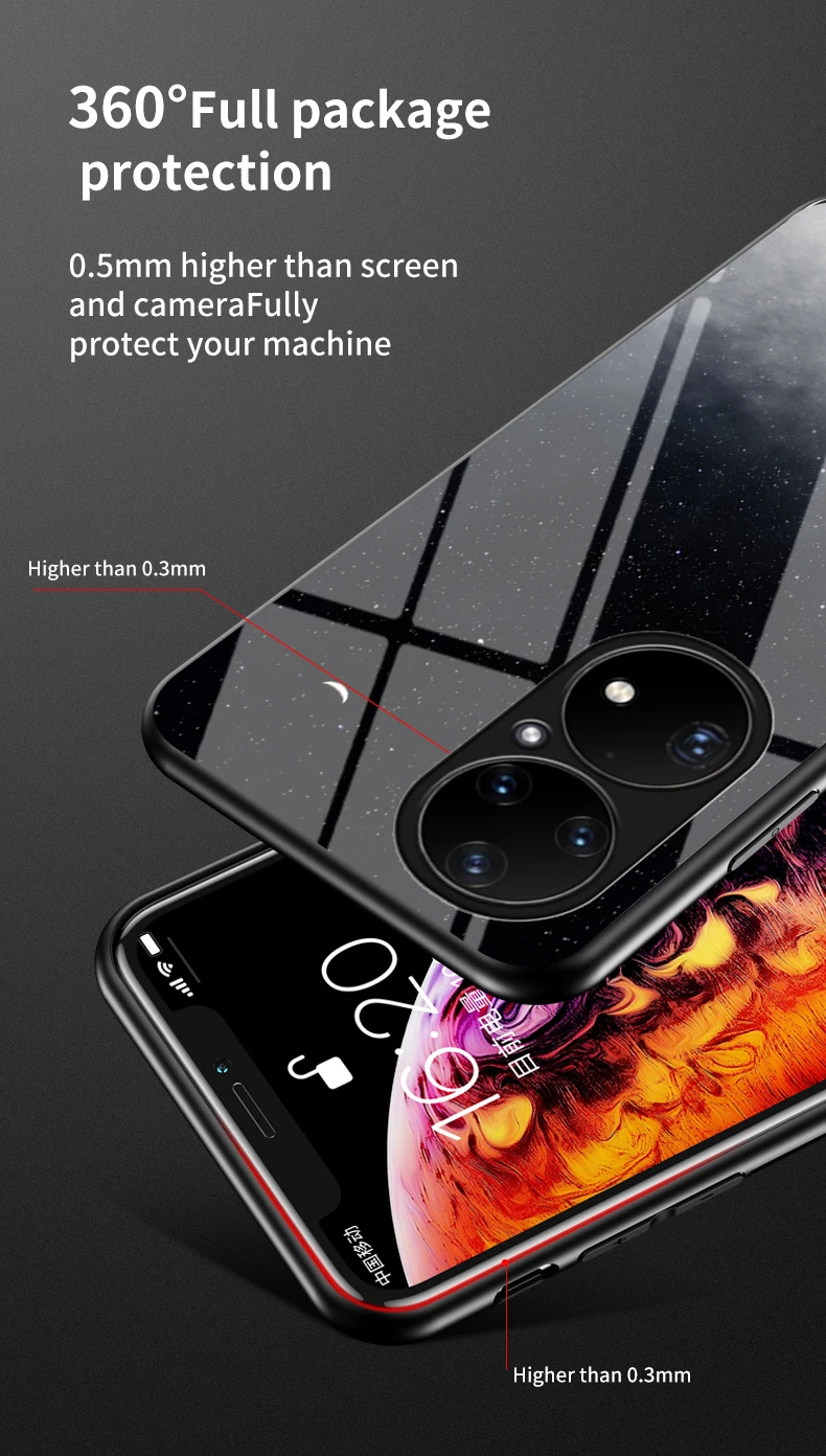Coque en verre trempé Declareyao pour P9 P10 P20 P30 P40 Lite Declareyao Coque de luxe en verre trempé pour Huawei P9 P10 P20 P30 P40 P50 Pr_voghion.com