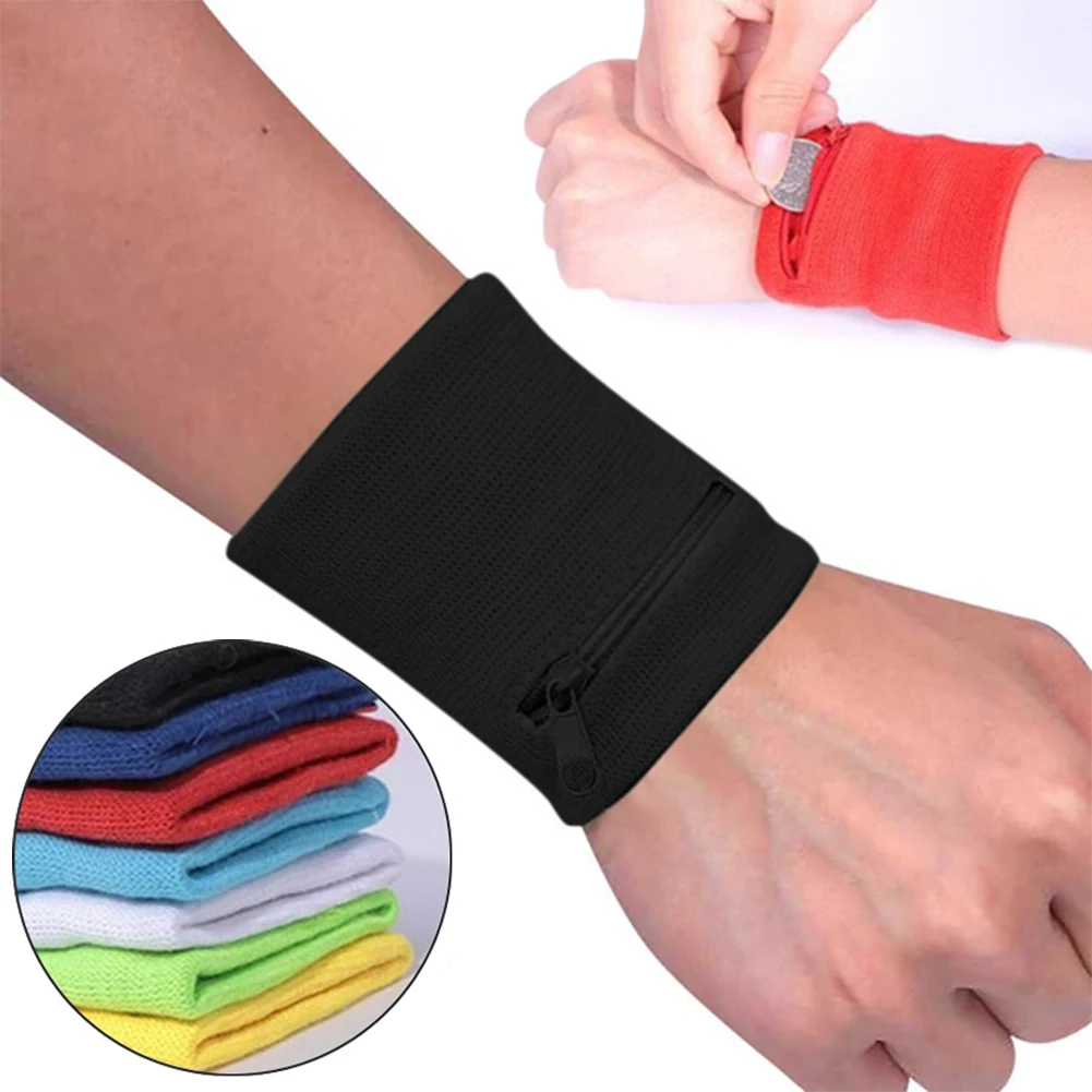 1Pc Wallet Pouch Wrist Wrap Bandage Support Zipper Running Sports