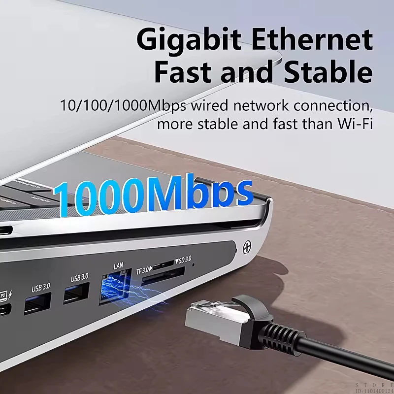 8포트 8 in 1 노트북 허브 어댑터 알루미늄 노트북 스탠드 타입 C 네트워크 카드 USB C MST HDTV DP 4K 60Hz 허브 도킹 스테이션