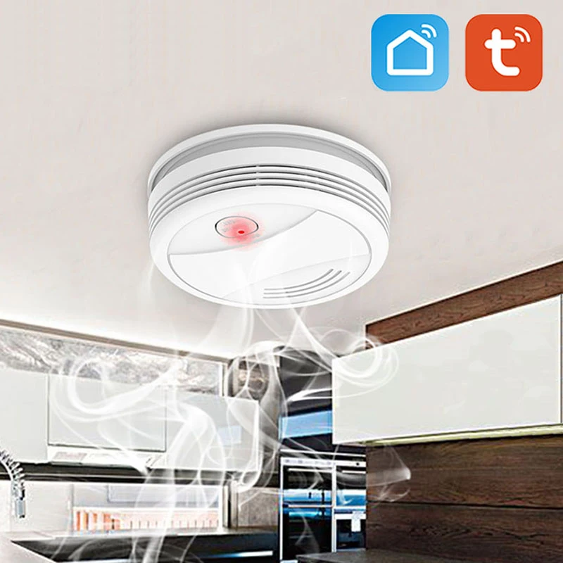 Tuya WiFi Smoke Alarm Fire Protection Smoke Detector Fire Alarm Home Security System Firefighters Sensor