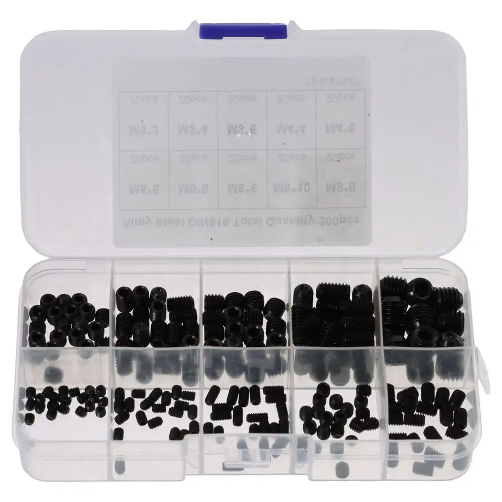 200Pcs Black Set Screws Alloy Steel Cup Point Hex Allen Head Socket Screws M3 M4 M5 M6 M8 Socket Set Screws Door Handles