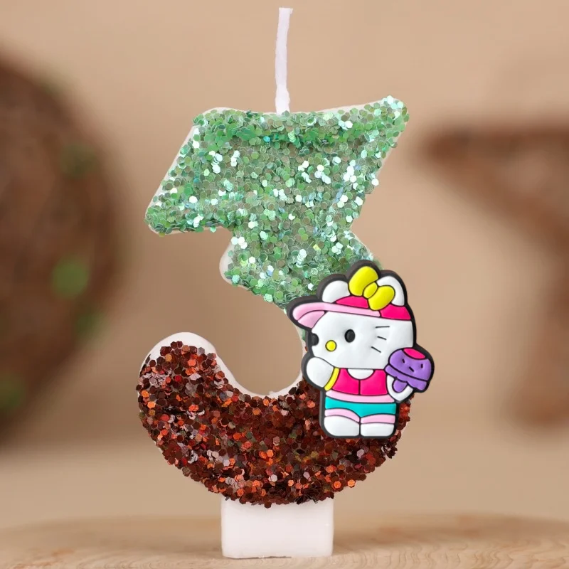 شمعة عيد ميلاد رقم كاواي هالو كيتي سانريو كيتي كات، شموع رقمية لتزيين كعكة عيد الميلاد، شموع حفلات الذكرى السنوية