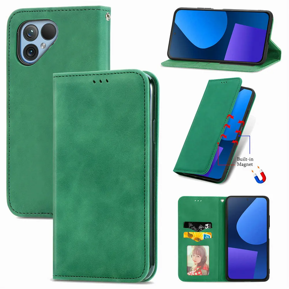 Leather Smooth Wallet Flip Case with Card Holder and 360° Protection