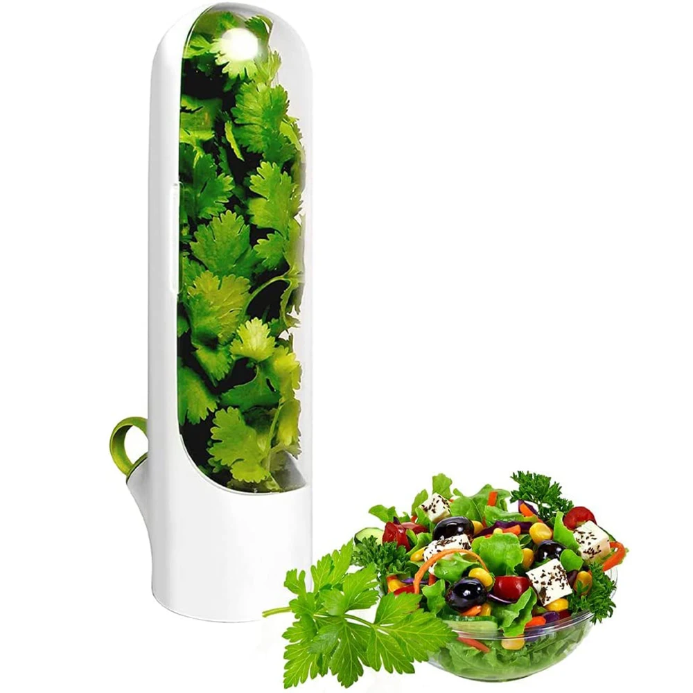 Kitchen Gadgets Fresh Herb Keeper Container Clear Spice Fridge
