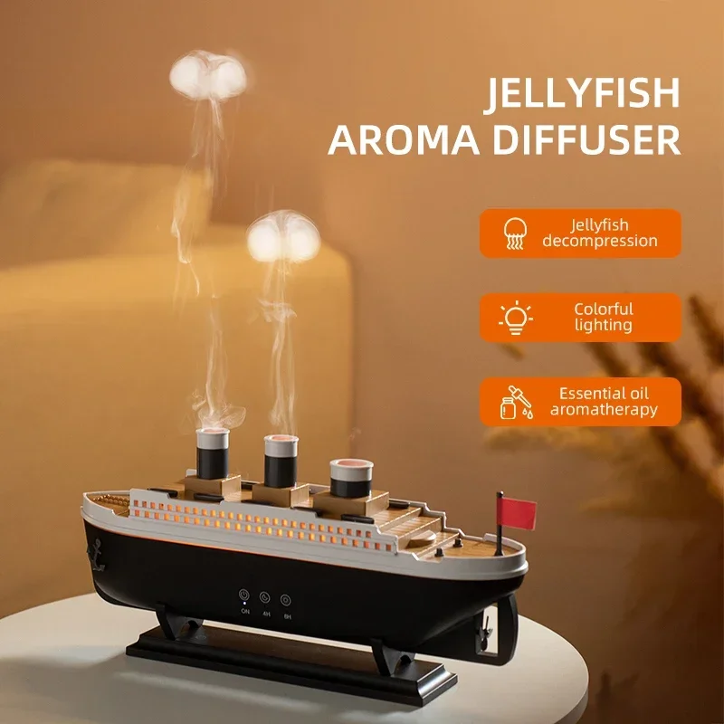 Retro Ship Air Humidifier Ultrasonic Aromatherapy Diffusers Mist Maker Fragrance Essential Oil Aroma Difusor Remote control 1