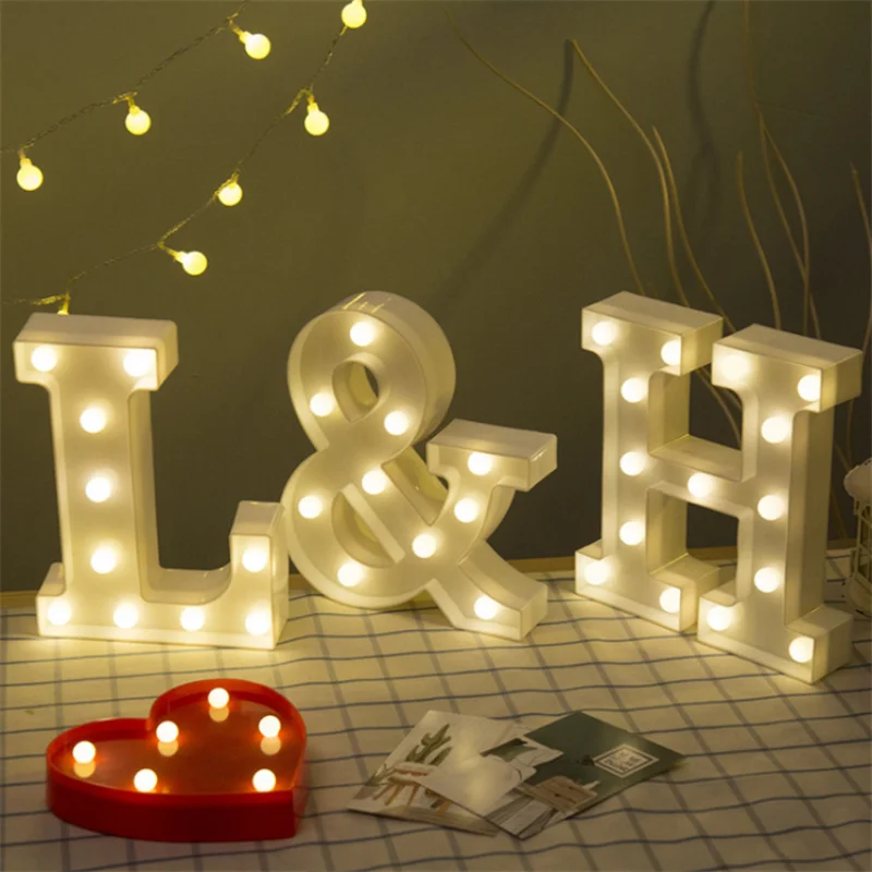 

DIY LED Letters Lights 26 English Alphabet 0-9 Digital Number Gold Night Light Home Wedding Birthday Christmas Party Decorations
