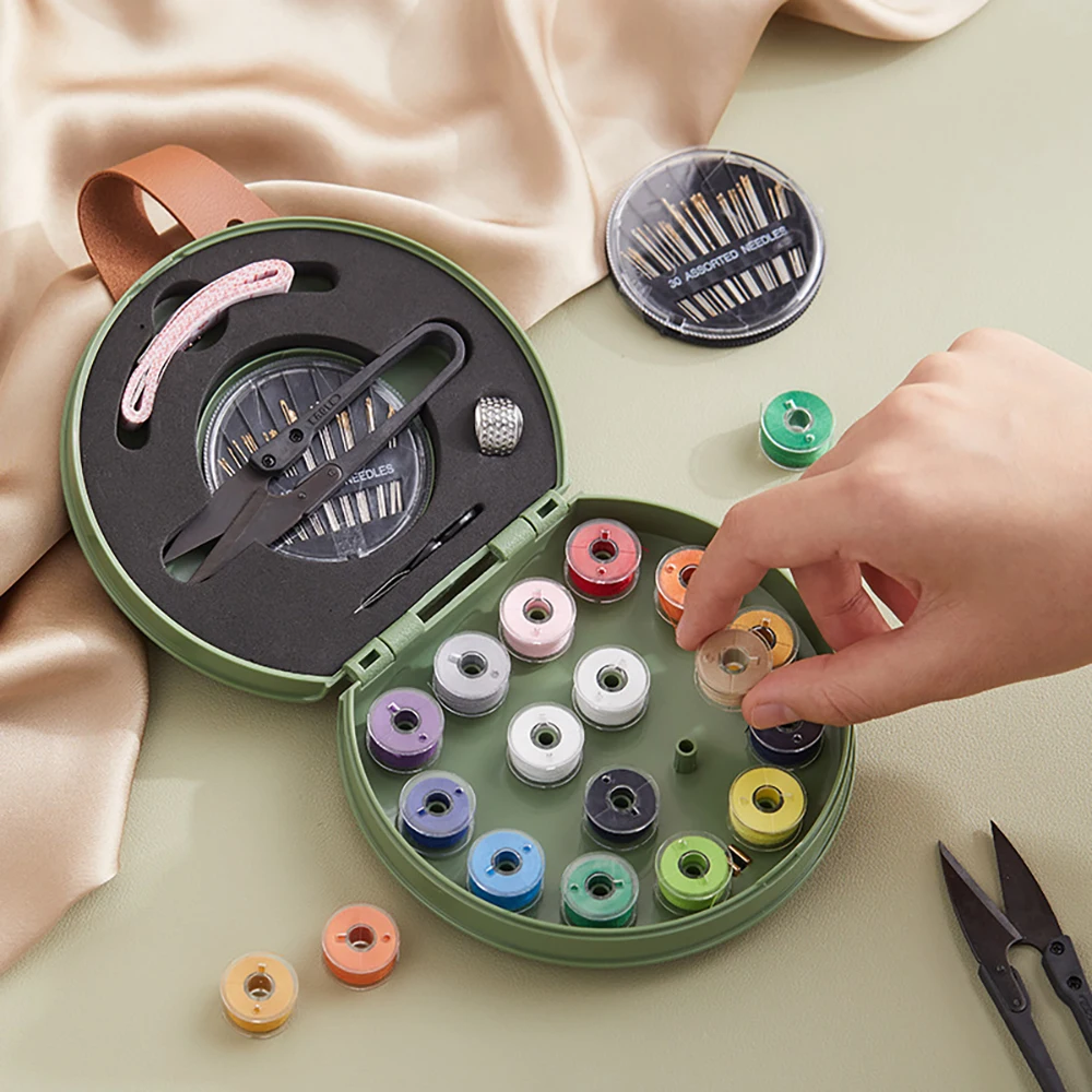 Complete Sewing Kit with Threads Needles Scissors Tape Measure Thimble Portable Travel DIY Embroidery Handwork Sewing Tool Set