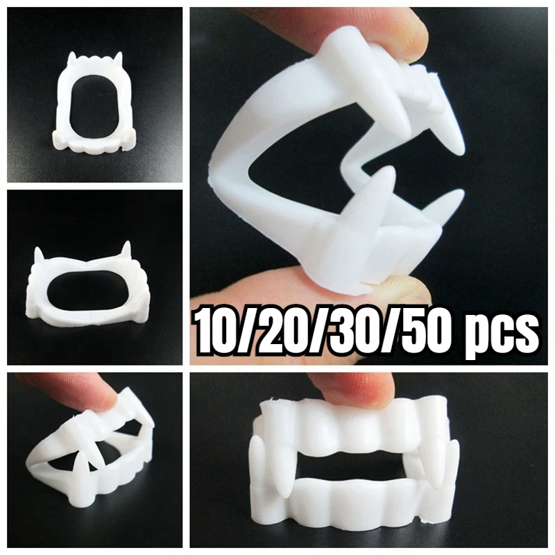 

Retractable Vampire Teeth Halloween Decoration Dracula Fake Teeth Monster Werewolf Fangs Cosplay Costume Prop for Adult Kids New