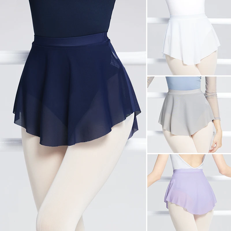 Woman Ballet Skirt A Side Split Short Dance Skirt Soft Mesh Elastic for Woman Ballet Tutu ballet skirts