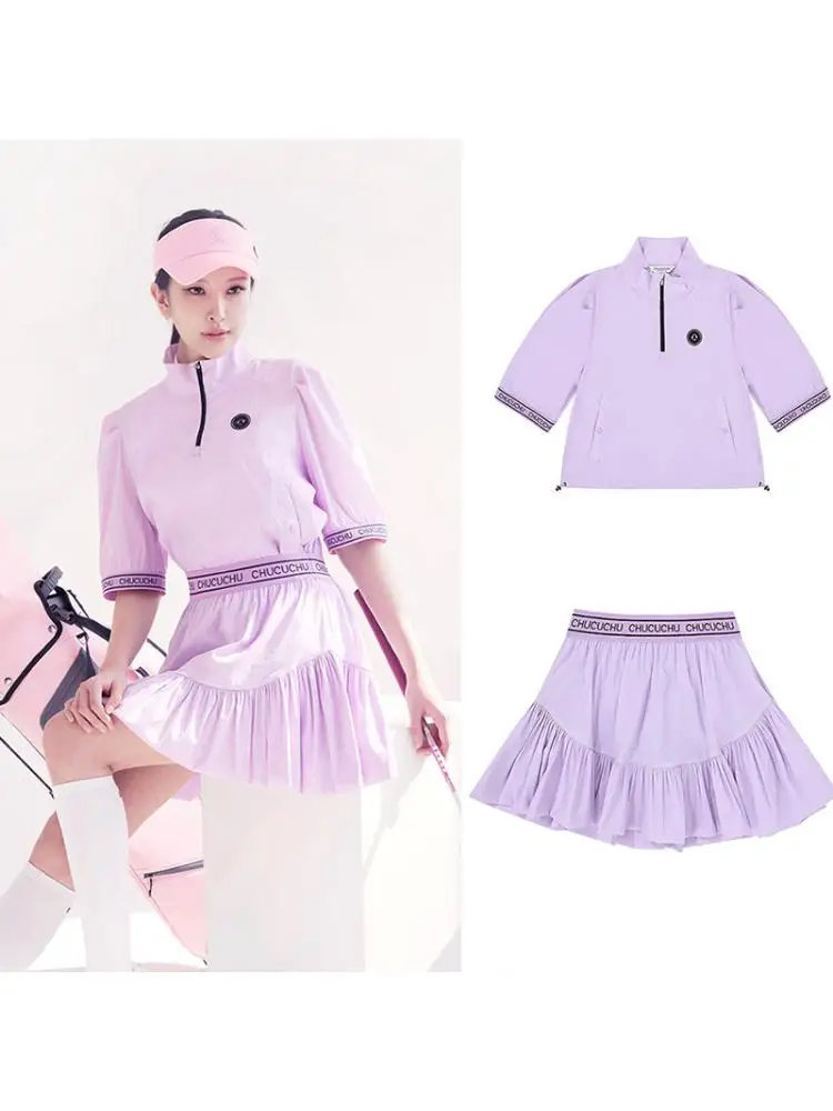 

2024 Golf Women's New Thin Sunscreen Uv Short-sleeved T-shirt A- Line Umbrella Skirt Clearance