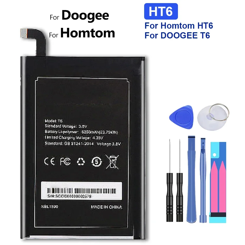 

Сменная батарея для смартфона HT6, 6250 мАч, Для Doogee T6, с Трек-кодом