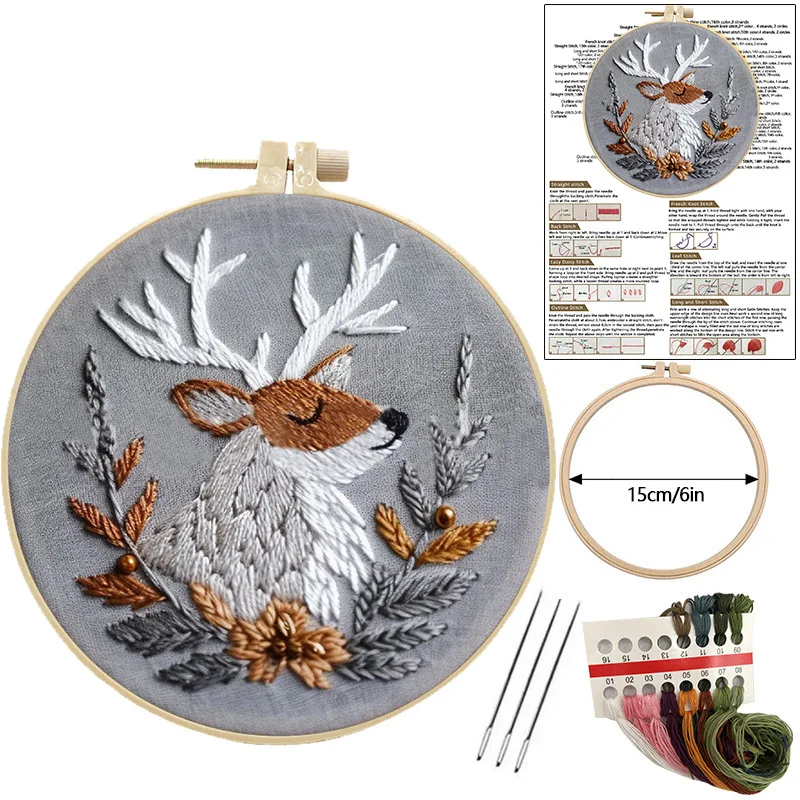 Christmas Embroidery Kit Gnome Santa Cross Stitch Kit with Instructions Floss Neddles Kit for Christmas Decor