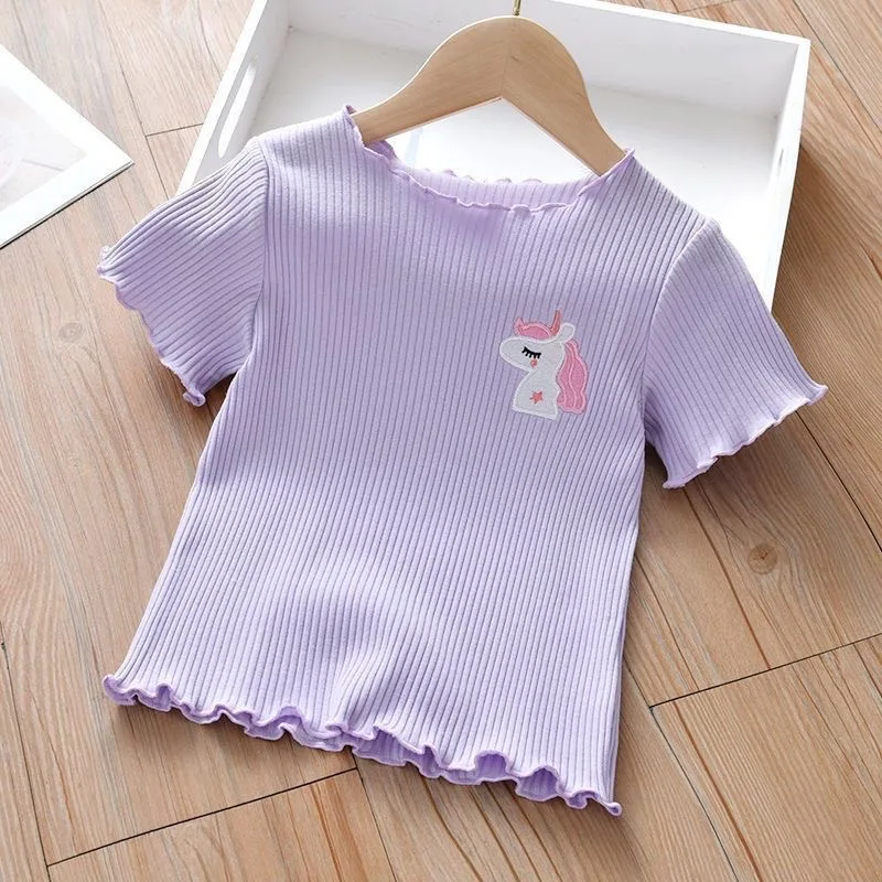 Embroidered Ruffle Girls Tee 6