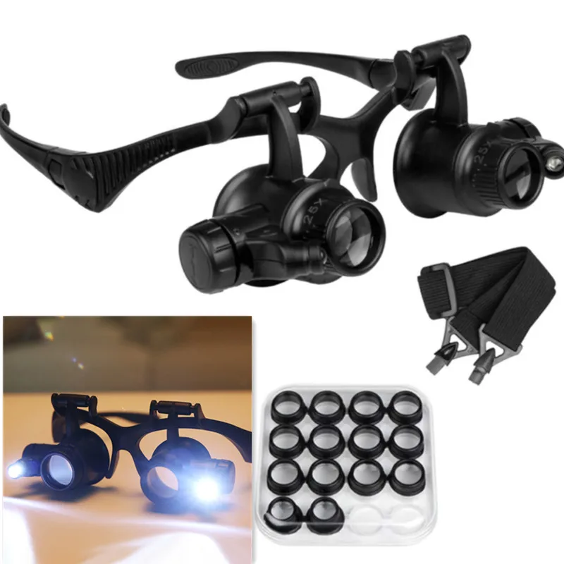 Magnifier Glasses LED Light Portable 20X Lens Loupe Magnifying Eyewear Reading Repairing Wear magnifying glass reading magnifier magnifying glass lamp