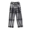 New Spring and Autumn Fashion Brand Tie Dyed Gradient Retro Denim Straight Leg Loose and Versatile Handsome Men's Casual Pants 5