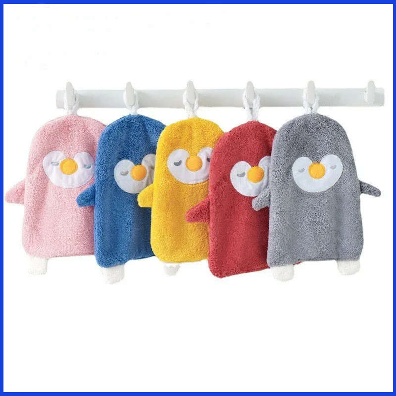 Penguin-Children-s-Hand-Towel-Coral-Velvet-Thickened-Hanging-Towel ...