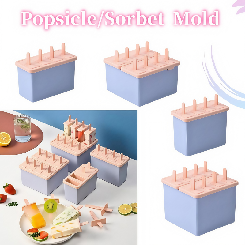 Popsicle/Sorbet Mold Food Grade Household Popsicle Making Frozen Ice Box Abrasive Tools with Lid Homemade Ice Cream Artifact