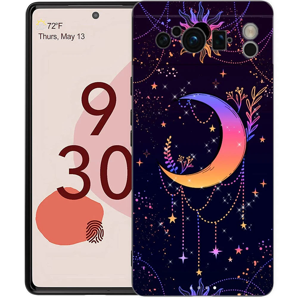 Suns Moons Clouds 천체 휴대폰 케이스 커버, Google Pixel 8 7 6 7A 6A Pro 5G 충격 방지 실리콘 소프트 8 Pro 5G 쉘 Capa