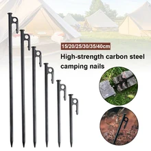 

4Pcs Tent Stakes Heavy Duty Steel Tarp Pegs Durable Unbreakable Power Stakes For Canopy Tarp Outdoor Camping Accessories Black