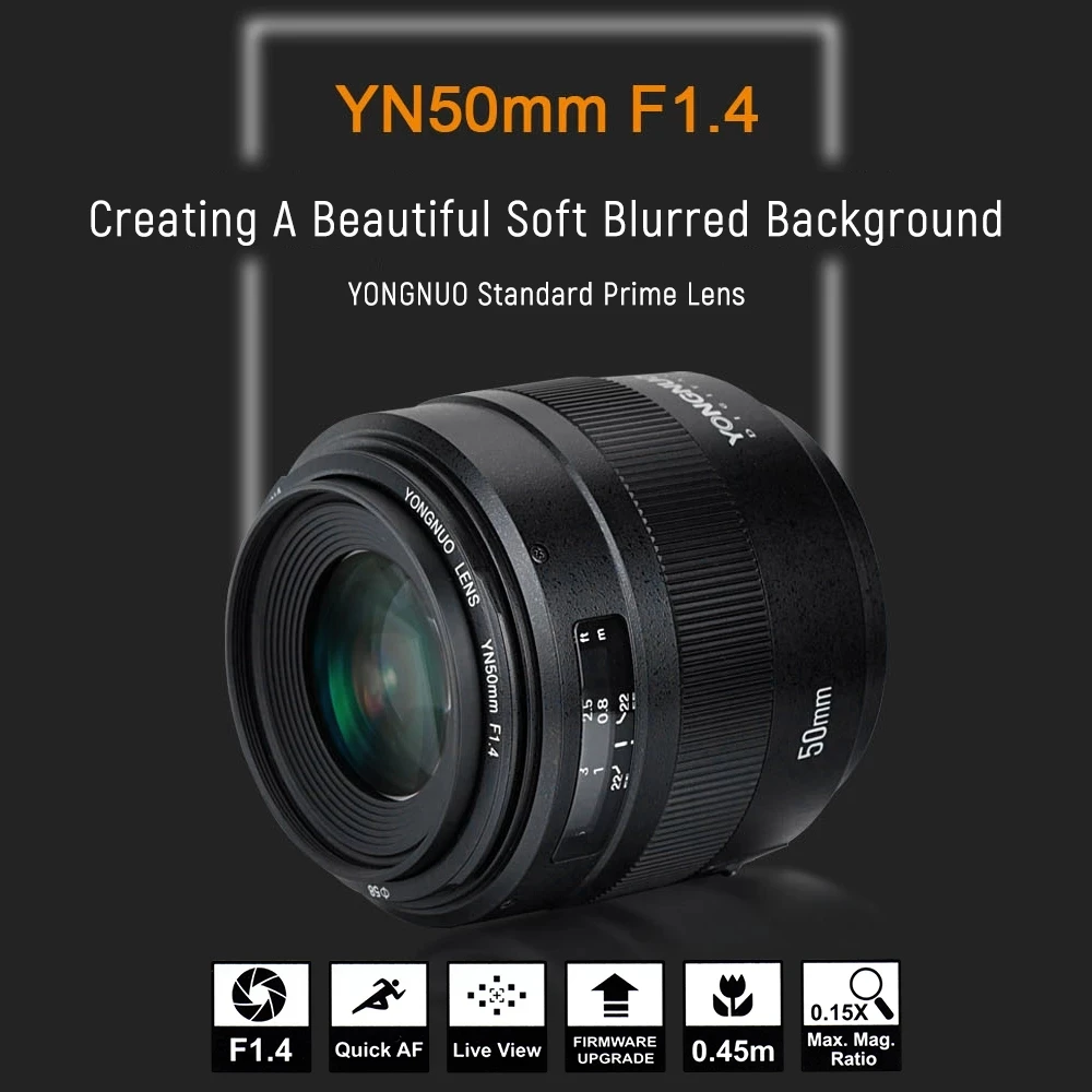 용누오 YN50mm F1.4N E 렌즈 AF/MF 표준 프라임 자동 초점 렌즈 (니콘 D7500 D7200 D7100 D7000 D5600 D5500 D5300 D5200 D5100 용)