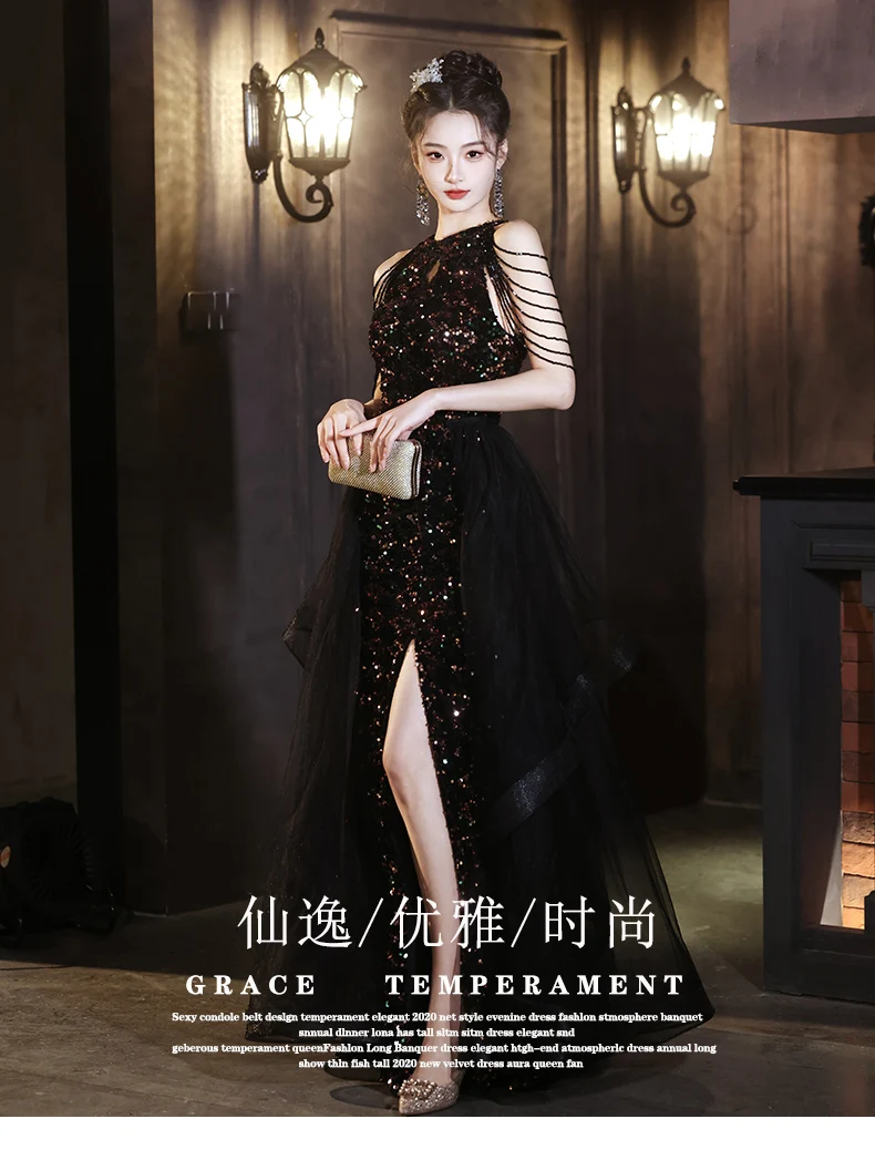 Midnight Black Heavy Industry Banquet Gown Style