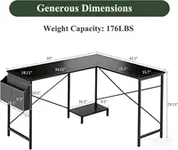 50 Inch L Shaped Reversible Corner Desk with CPU Stand & Storage Bag, Sturdy Metal Frame for Home Office Gaming 3