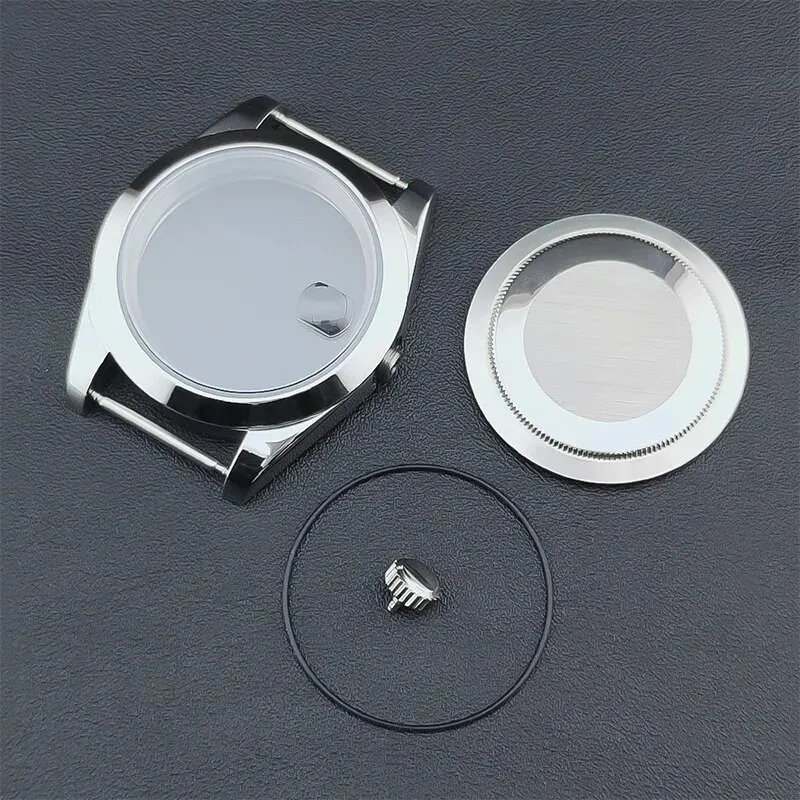 High-Quality Silver Watch Case, 36mm/39mm, Beveled Edge, Sapphire Crystal, 316L Stainless Steel