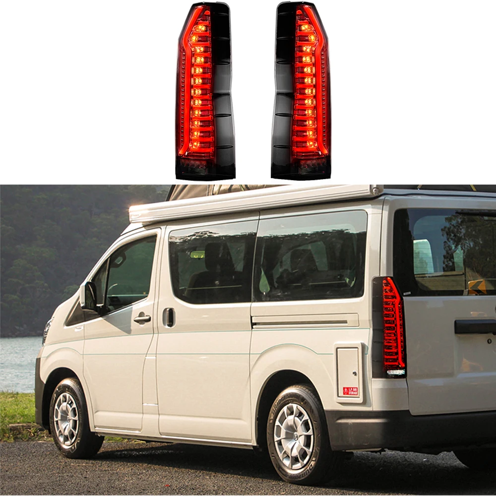

Автомобильные Внешние задние фонари для Toyota Hiace 2020-2022, задние фонари, светодиодные задние фонари, сигнал поворота, тормозные задние фонари