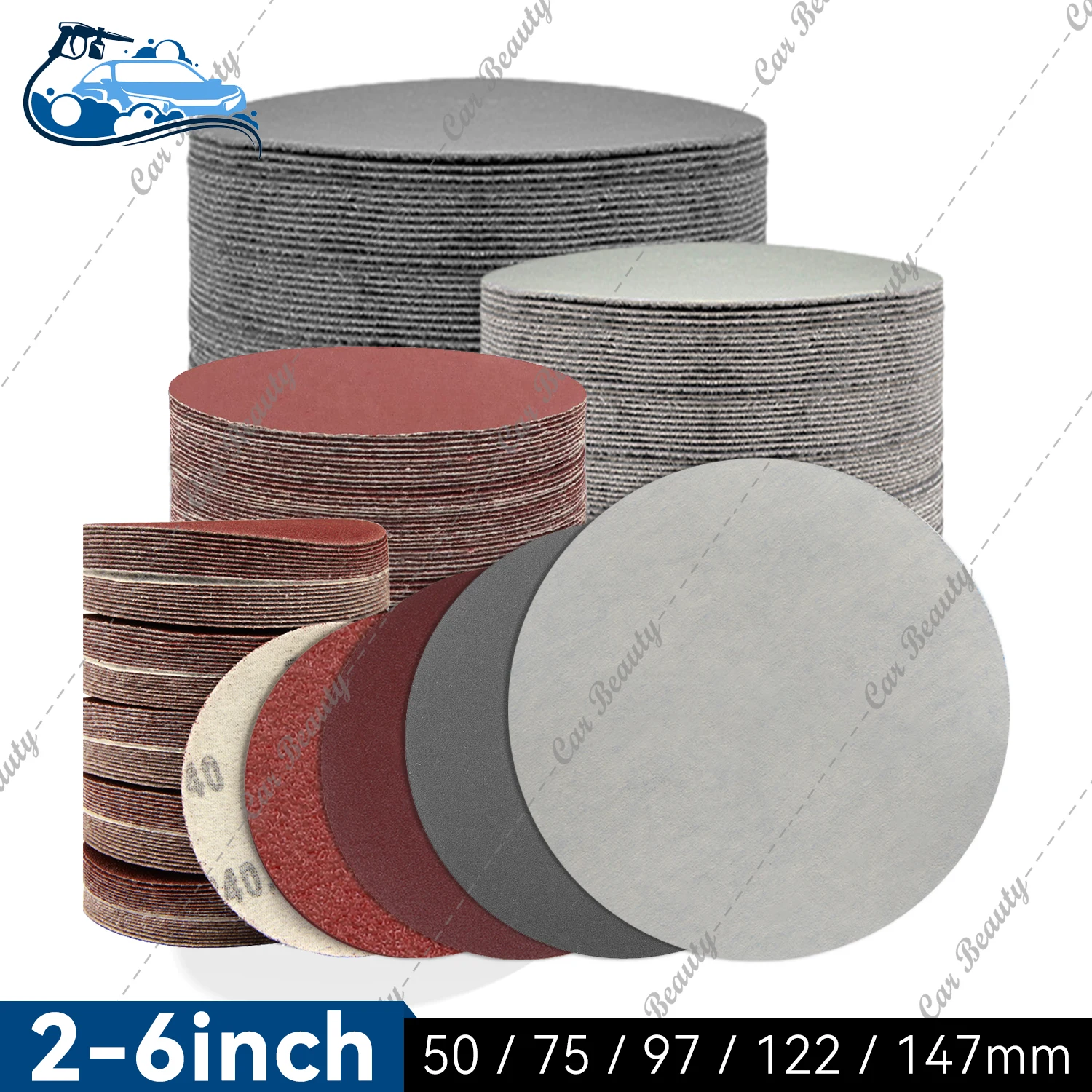 2 3 4 5 6 inch Car Polishing Sandpaper Round Dry Sanding Paper Hook and Loop Adhesive Sanding Discs No Hole Grit 60-5000 sanding discs sandpaper set polish sand paper sandpaper tools sander pads
