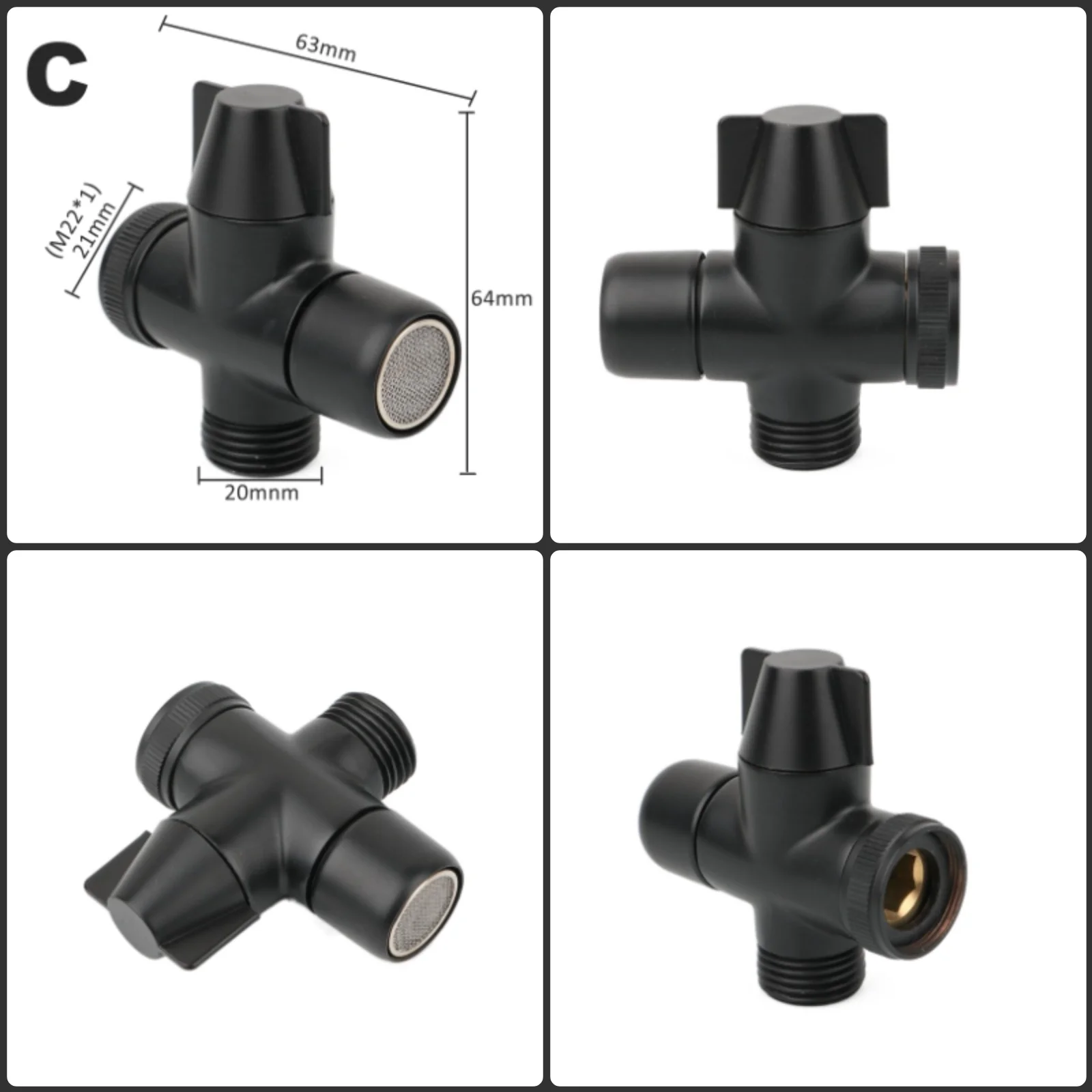 Black Brass Shower Arm Adapter G1/2&rsquo;&rsquo; G3/4 Shower Diverter Valve Handheld Head Bathroom Kitchen Accessories t adapter valve,shower head diverter valve,shower head adapter,diverter valve,faucet valve