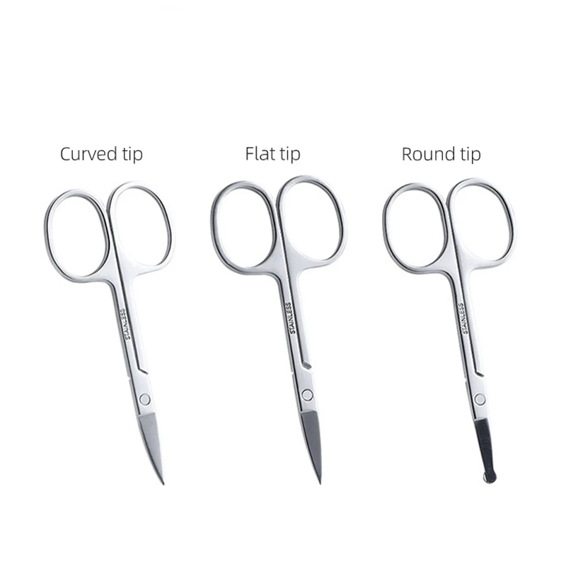 Mini Stainless Steel Portable Curved Mustache Eyebrow Nose Ear Hair Remover Scissor Trimmer Safety Tips Nail Cuticle Cutter 2