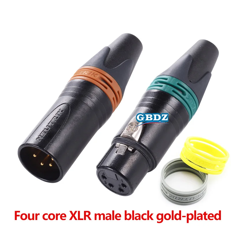 NC4MXX-B 블랙 골드 4핀 XLR 남성 플러그 4코어 XLR 커넥터 금도금 접점 오디오 어댑터 솔더 타입 16AWG