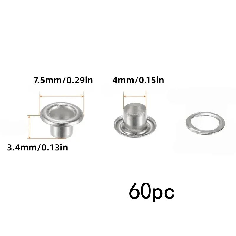 60개 4mm 퀵 릴리스 아일렛, 저널 구멍용, 컬 방지, 종이 및 테이프에 사용 가능