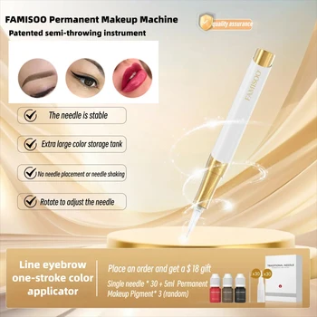 Macchina per trucco semipermanente FAMISOO, penna per microblading, macchina per tatuaggi labbra, eyeliner, sopracciglia, labbra, in omaggio 30 aghi