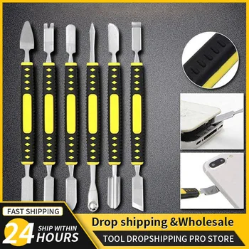 6PCS Piede di porco in metallo Leva di apertura Kit di strumenti di riparazione per telefono cellulare Notebook Doppia testa Spudger in metallo Set di utensili manuali per la casa