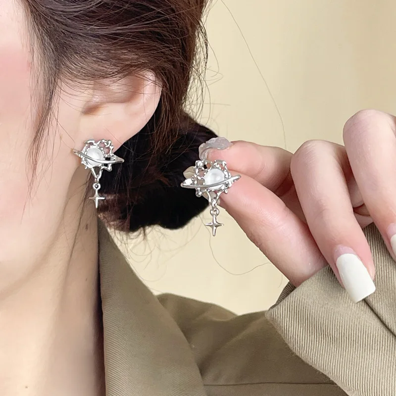 

Original Design Irregular with Personality Hollow Planet Ins Style Metal Female Earrings 6554