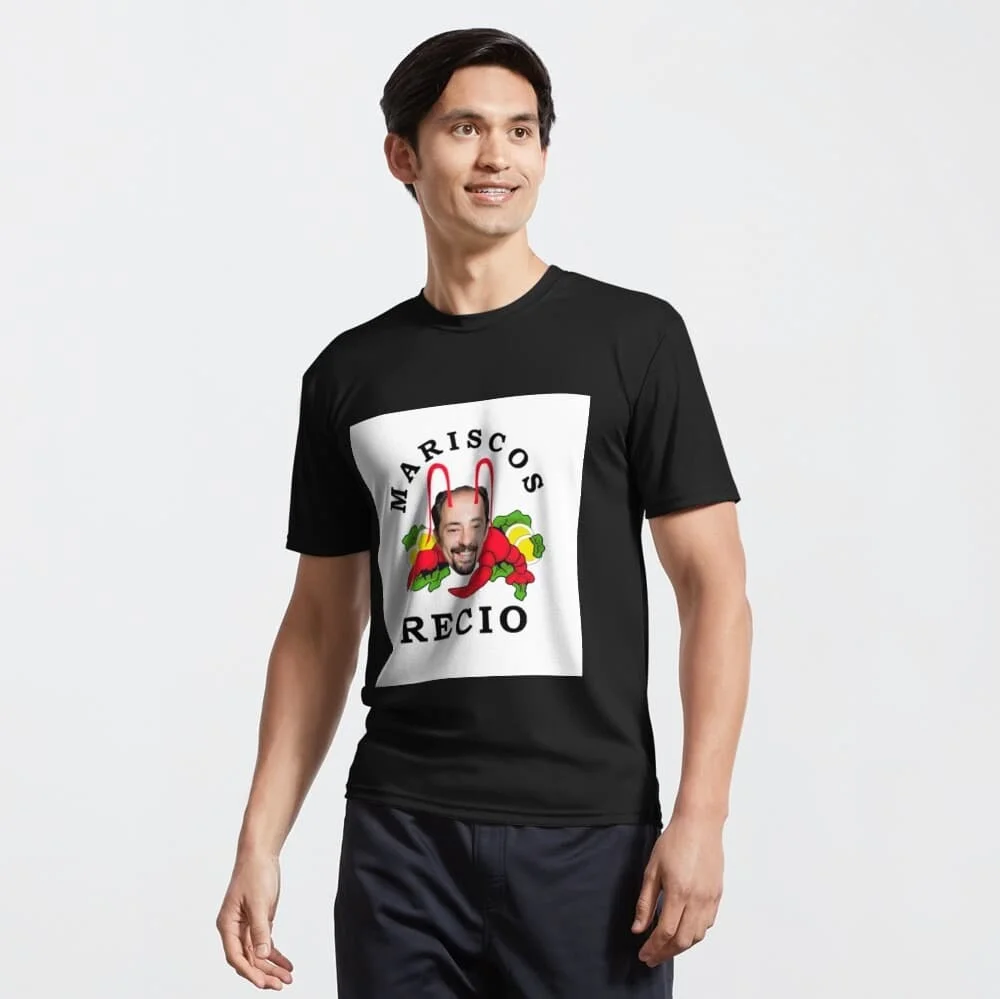 새로운 남성 코튼 티셔츠 Antonio Recio 에센셜 티셔츠 해산물 새우 프린트 고품질 럭셔리 스포츠 레저 반팔