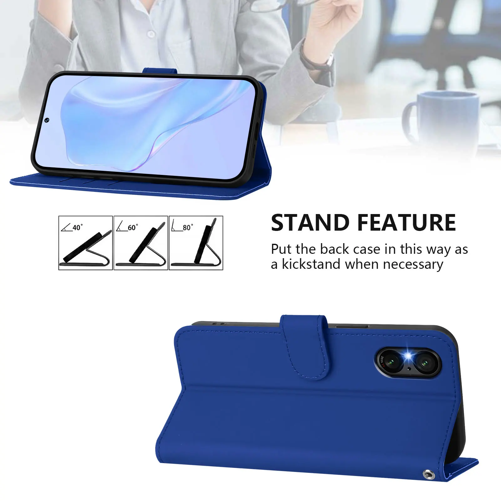 Luxury Leather Flip Wallet Phone Case with Lanyard and Stand Feature