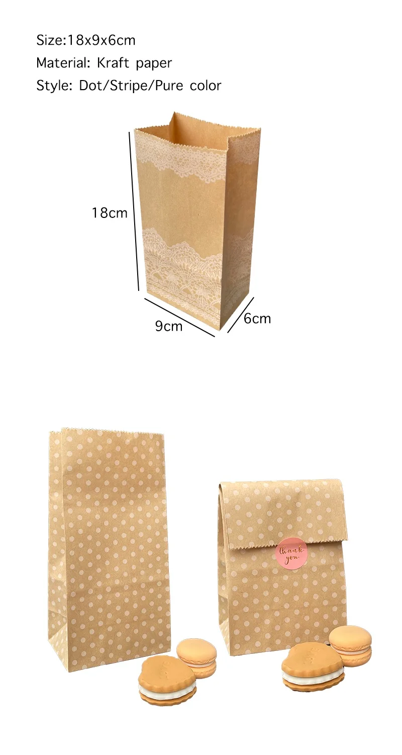 50 Stück neue hochwertige Papiertüten zum Aufstehen, bunte gepunktete Beutel, 18 x 9 x 6 cm, Geschenkbeutel mit offenem Oberteil, Geschenkverpackung, Leckerli-Geschenkbeutel – Detail 4