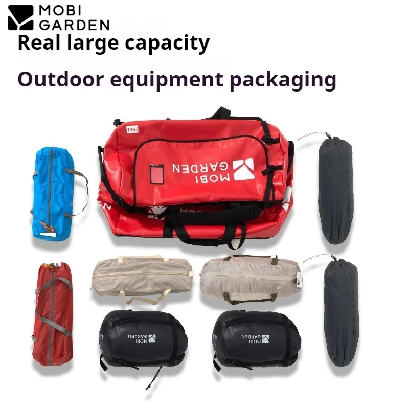 MOBI GARDEN Motorcycle Bicycle Waterproof Bag 150L Large Capacity Outdoor 1000D Clip Mesh Polyester Sport Storage Gym Travel Bag