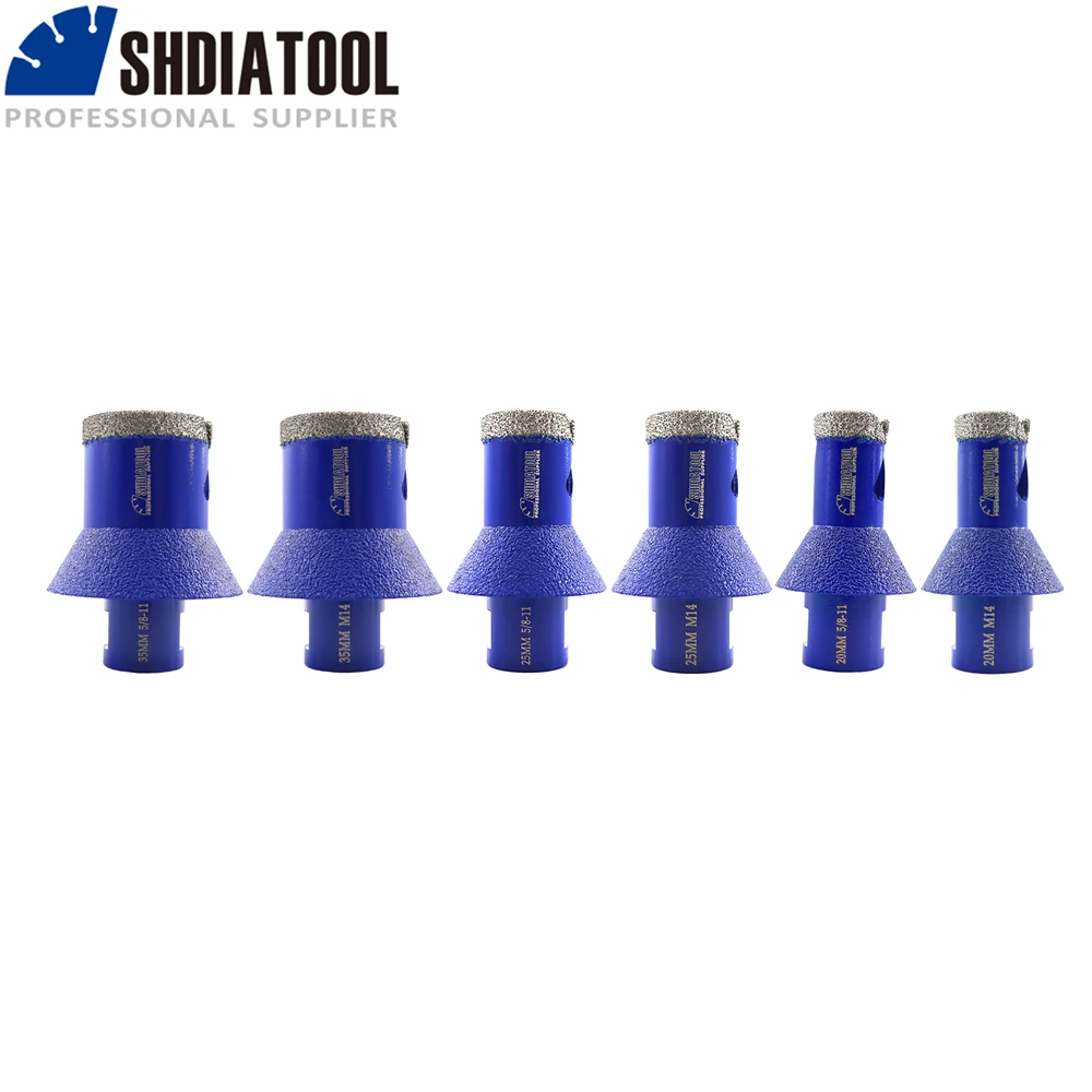 SHDIATOOL 1pc Dia20/25/35mm Diamond Chamfer Drill Core Bits Ceramic Tile Marble Milling Drilling M14 or 5/8-11 Thread Hole Saw shdiatool 1pc m14 diamond chamfer drilling bits dia20 25 35mm milling grinder hole saw marble ceramic drill core bits tile crown