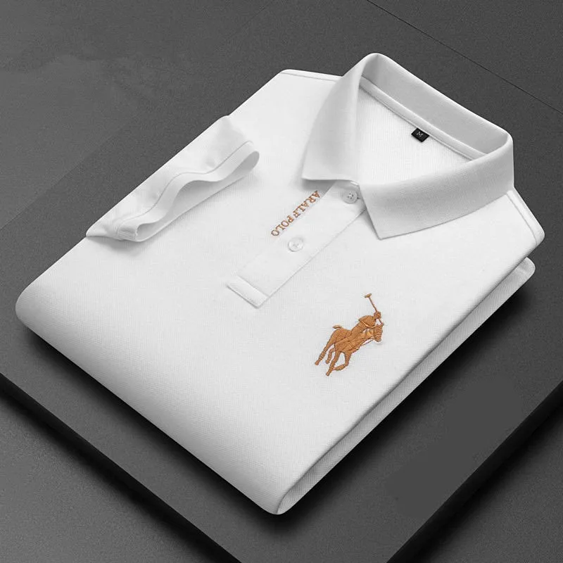 Polo Shirt Embroidered Men's Pure Cotton Short Sleeved Summer Business Casual Breathable 4xl