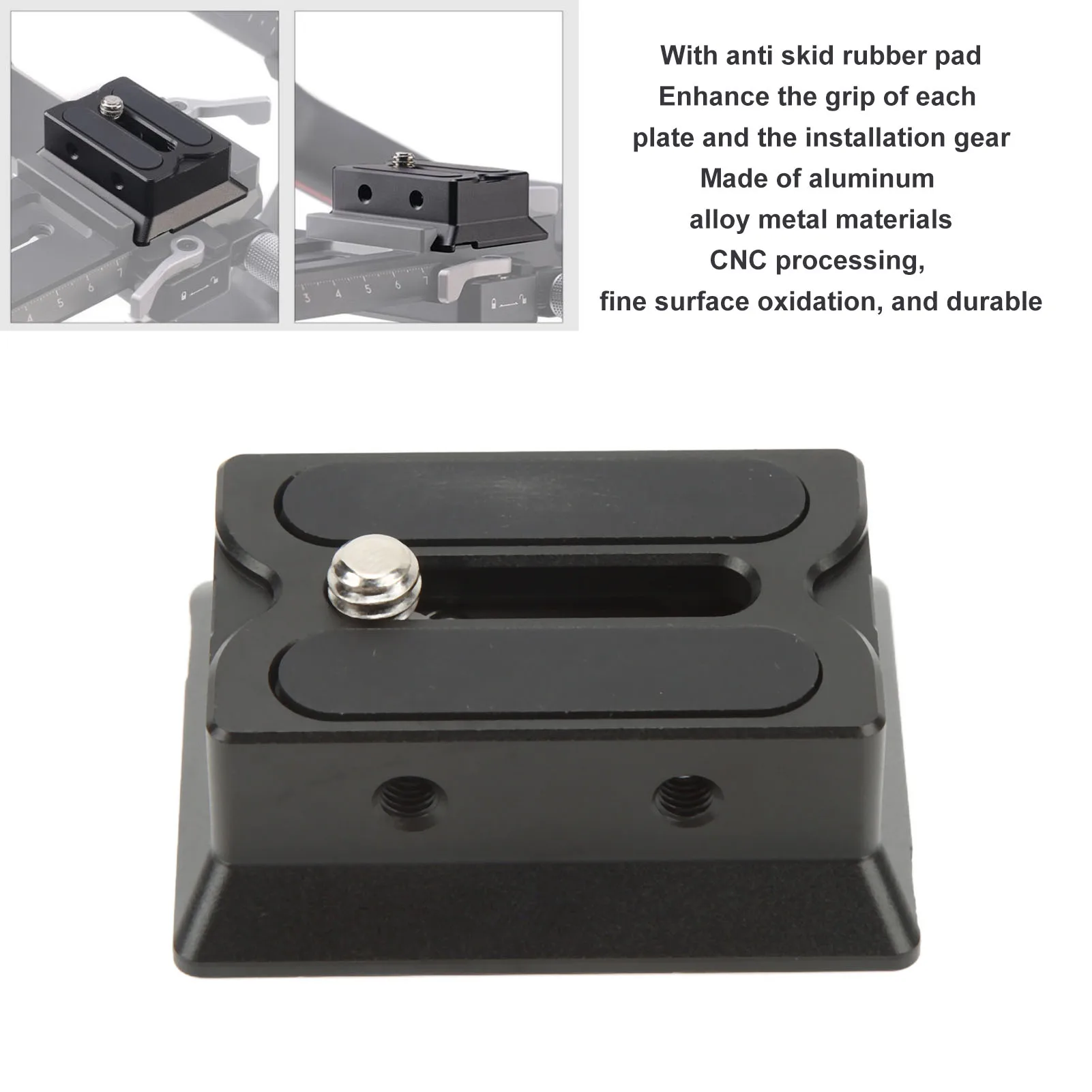 카메라 퀵 릴리스 플레이트, 미끄럼 방지 짐벌 증가 패드 라이저 베이스, 1/4 인치 나사, DJI 로닌 RSC2 RS2 RS3 스태빌라이저 플레이트