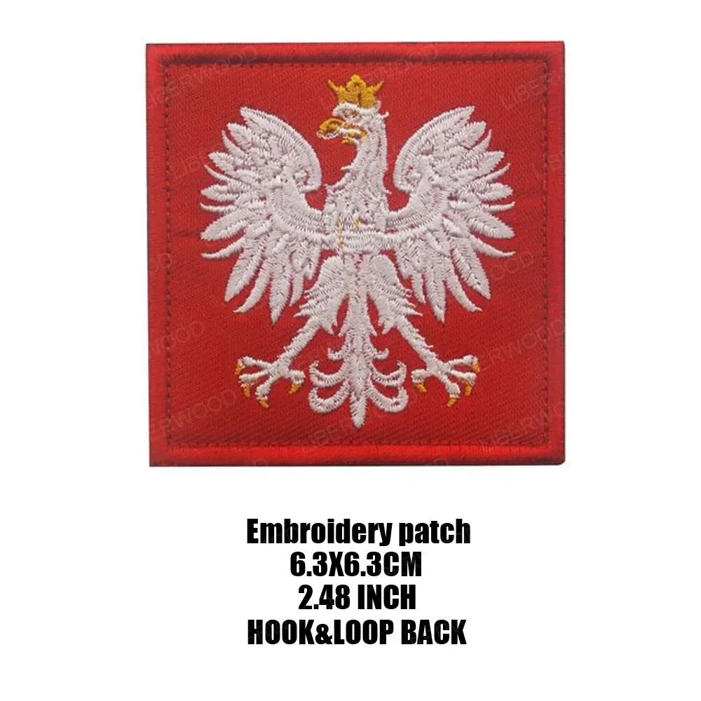 Patch Ricamata Bandiera Polonia - Stemma Polacco Con Applicazione A Ferro O Da Cucire
