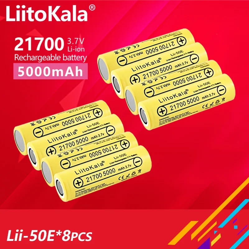 

8PCS LiitoKala Lii-50E/Lii-40A 21700 4000mah/5000mAh 3.7V rechargeable 5C discharge lithium battery DIY Electric bicycle