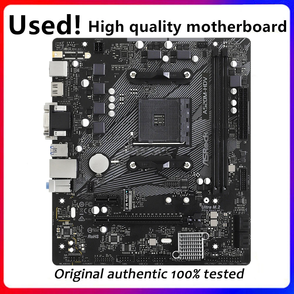 Utilizzato Per Presa Scheda Madre Asrock A520M-Hdv Am4 Per Supporto Scheda Madre Desktop Originale Amd A520 A520M 5600G
